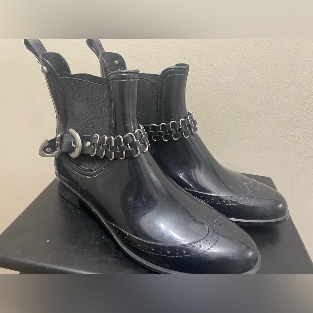 Henry Ferrera Black Ankle Boots with Silver Accent